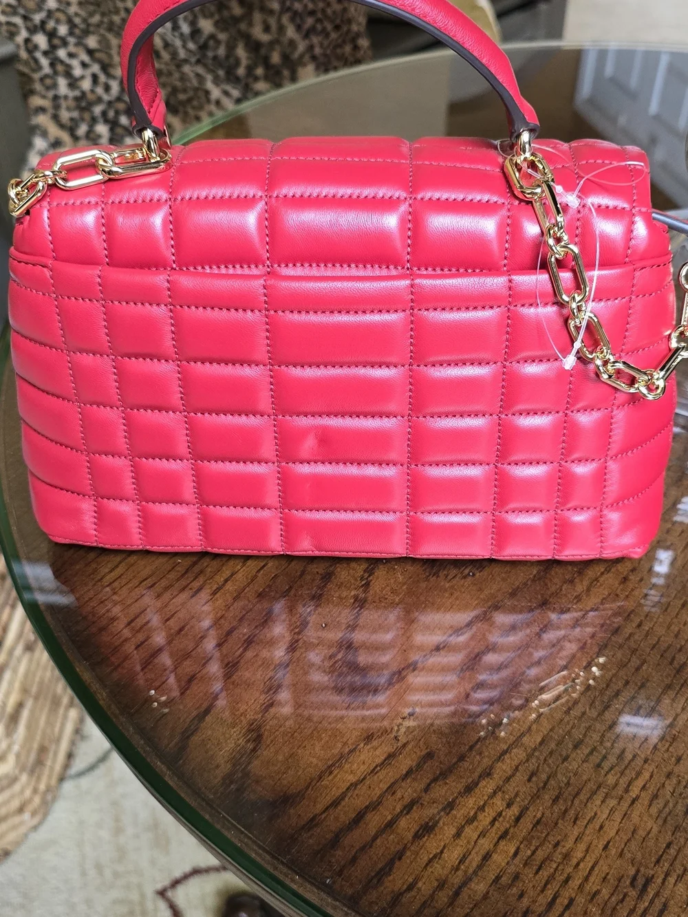 Michael Kors Red Quilted Leather Top-Handle Bag